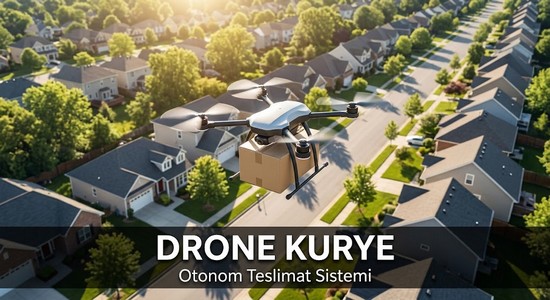 Insansız hava aracı (IHA) ile paket teslimatı yapan drone kurye
